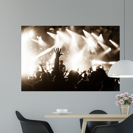 hands raised by the crowd at a live music concert Wall Mural