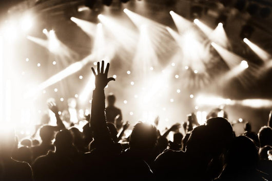hands raised by the crowd at a live music concert Wall Mural