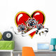 Heart and Rose Ribbon Wall Mural