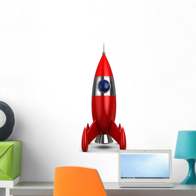 Spaceship Wall Decal shown on a wall