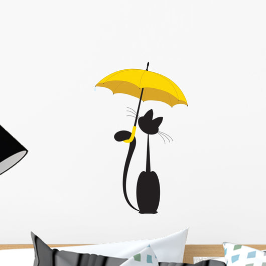 Cat in Umbrella Wall Decal