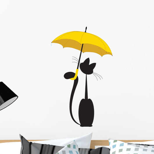 Cat in Umbrella Wall Decal