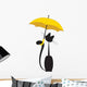 Cat in Umbrella Wall Decal