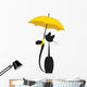 Cat in Umbrella Wall Decal