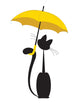 Cat in Umbrella Wall Decal
