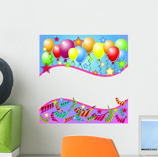 Party Card With Balloons Wall Mural