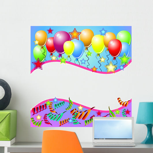 Party Card With Balloons Wall Mural