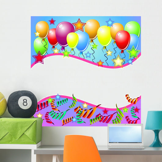 Party Card With Balloons Wall Mural
