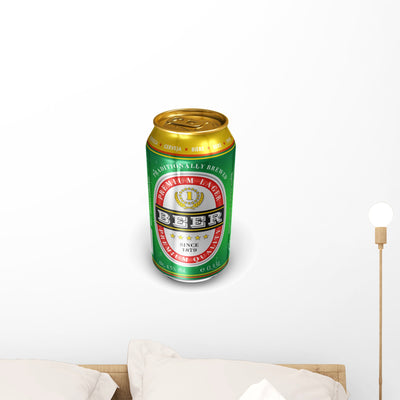 Beer Can Wall Decal shown on a wall