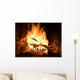 fire in a fireplace Wall Mural