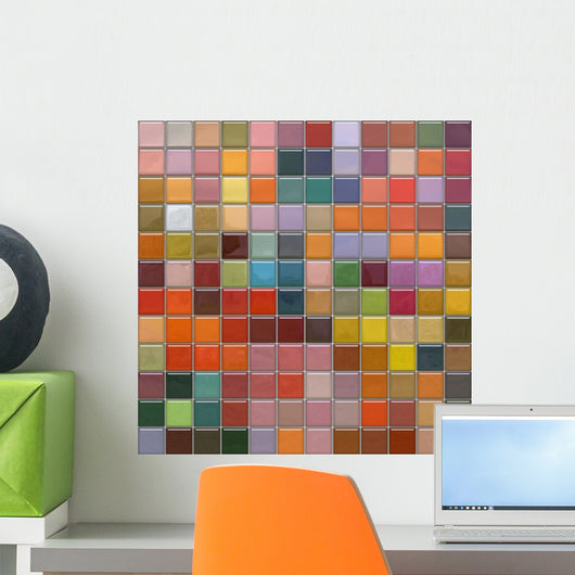 Mosaic wall with glass tiles with reflection Wall Mural