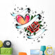 Fancy Heart and Rose Wall Mural