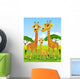 Giraffe Family Cartoon Wall Mural