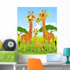 Giraffe Family Cartoon Wall Mural