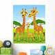 Giraffe Family Cartoon Wall Mural