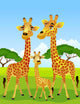 Giraffe Family Cartoon Wall Mural