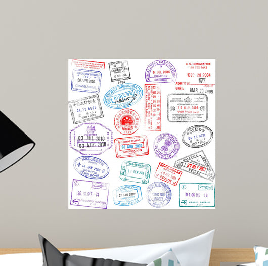 Passport Stamps Wall Mural