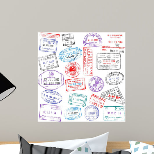 Passport Stamps Wall Mural