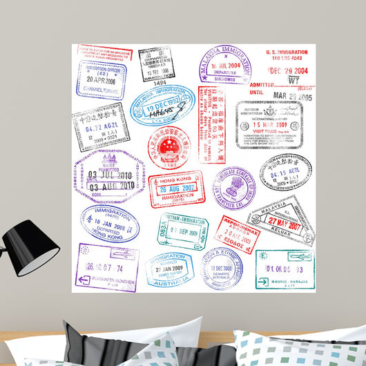 Passport Stamps Wall Mural