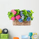 beautiful hortensia on white background. colorful hydrangea in b Wall Mural