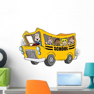 Back to School Bus Wall Decal shown on a wall