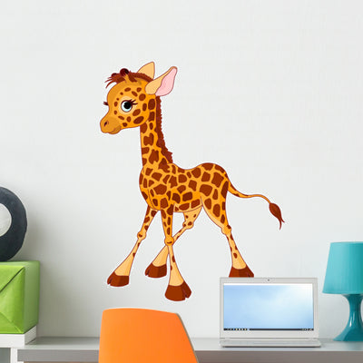 Giraffe Calf shown on a wall