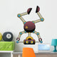 Strange Cute Colorful Robot Standing on Head Wall Decal