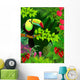 vector illustration of toucan in the tropical jungle Wall Mural