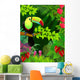 vector illustration of toucan in the tropical jungle Wall Mural