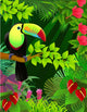 vector illustration of toucan in the tropical jungle Wall Mural