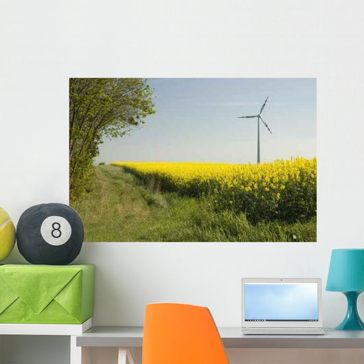 Wind Turbines and Rapeseed Wall Decal Design 2