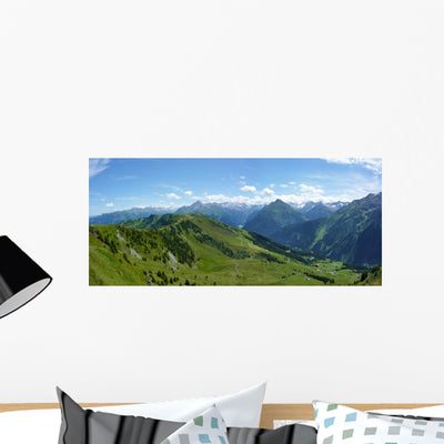 Panoramic Alps shown on a wall