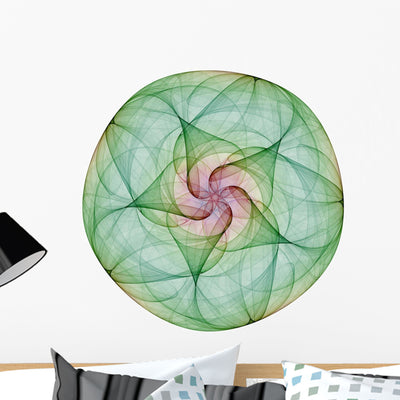 Green Mandala Wall Decal shown on a wall