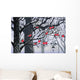 Bullfinches on trees in winter city Wall Mural