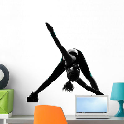 Woman Workout Fitness Posture Wall Decal shown on a wall