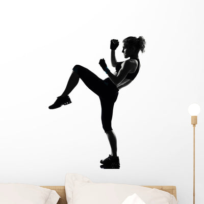 Woman Workout Fitness Posture shown on a wall