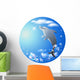 Round Background With Dolphin Clouds and Bubbles Wall Decal