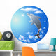 Round Background With Dolphin Clouds and Bubbles Wall Decal