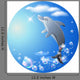 Round Background With Dolphin Clouds and Bubbles Wall Decal