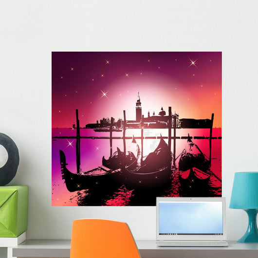 Venice Gondolas.Vector Illustration Wall Mural