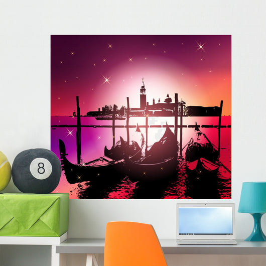 Venice Gondolas.Vector Illustration Wall Mural