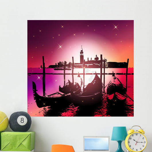 Venice Gondolas.Vector Illustration Wall Mural