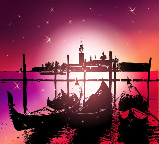 Venice Gondolas.Vector Illustration Wall Mural