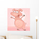 Vector Happy Dancing Pig Wall Mural
