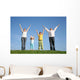 family  with hands up Wall Mural