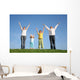family  with hands up Wall Mural