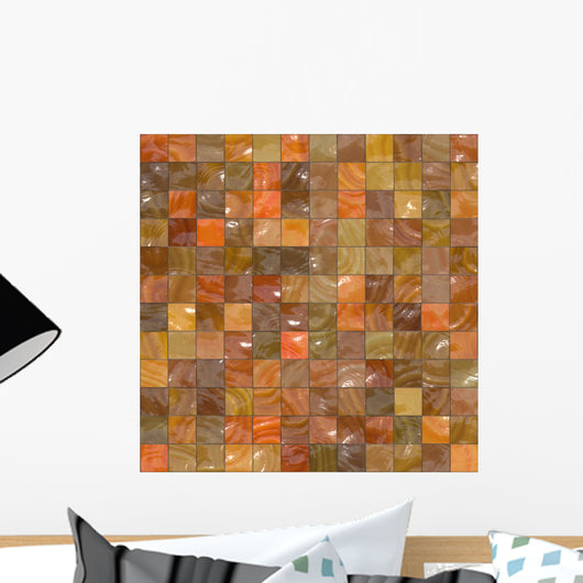 Orange and Brown Mosaic Wall Mural