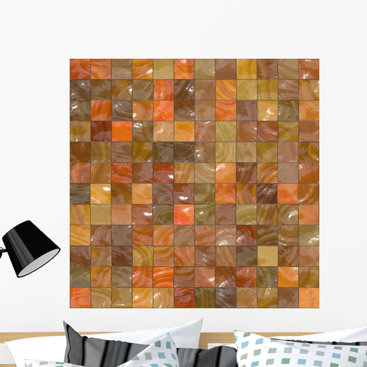 Orange and Brown Mosaic Wall Mural