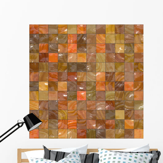 Orange and Brown Mosaic Wall Mural