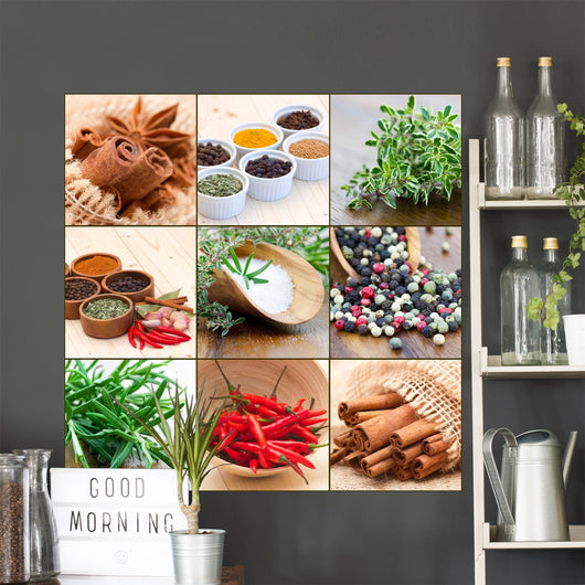 Collage With Spices Wall Mural